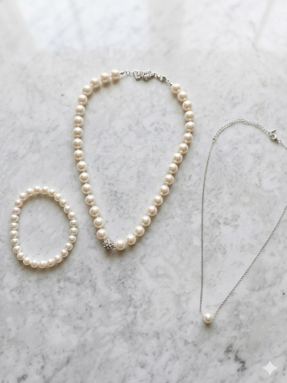 Pearl Necklace and Bracelet Bundle